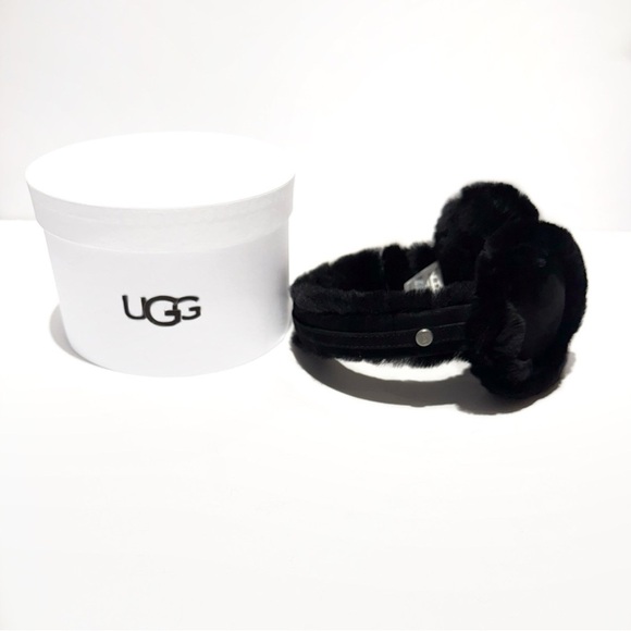UGG Black Real Shearling Suede Earmuffs NWT